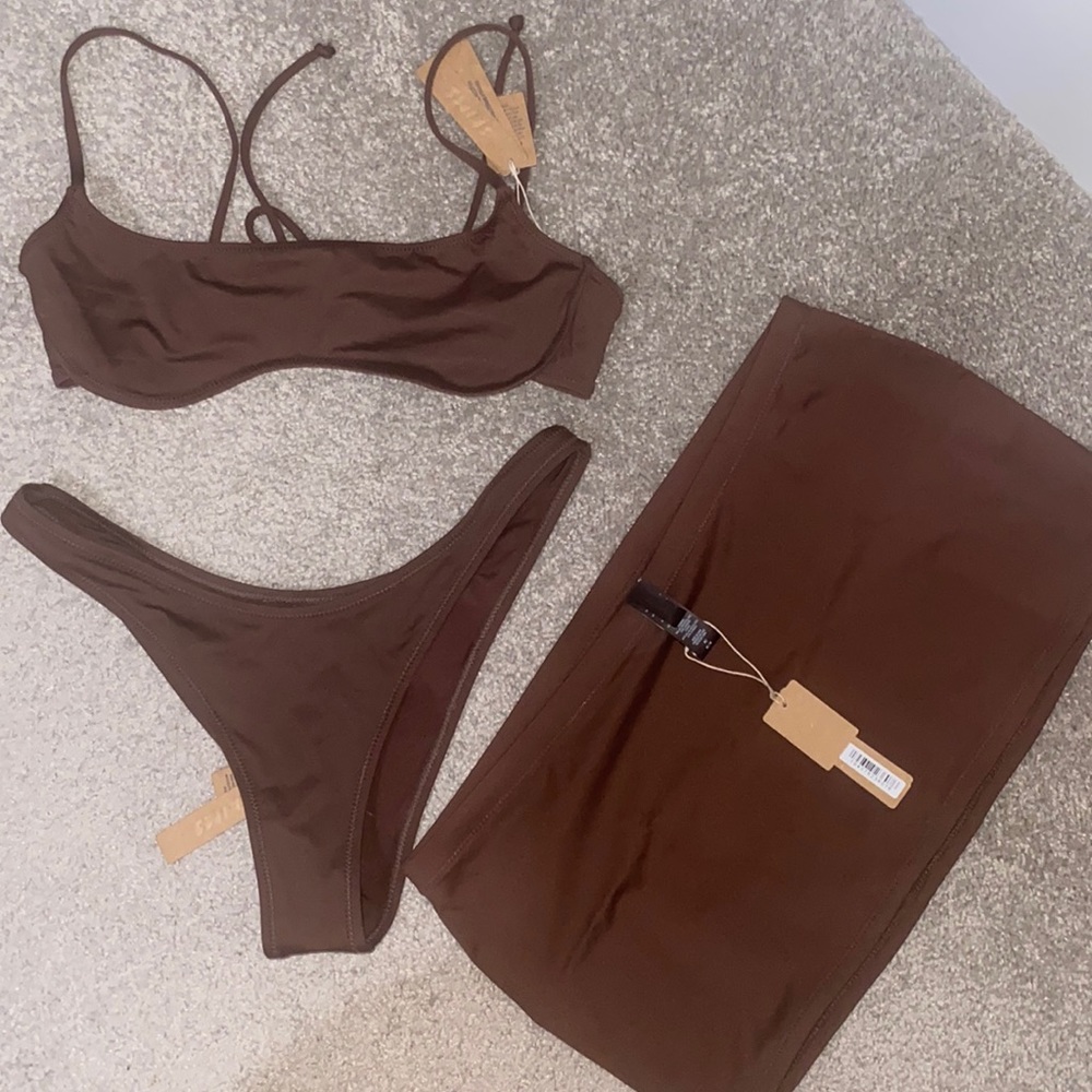 Skims brown/cocoa 3 piece bikini